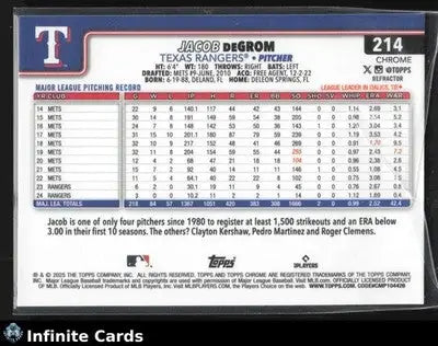 2025 Topps Chrome JACOB DEGROM #214 Refractor [Base] Texas Rangers