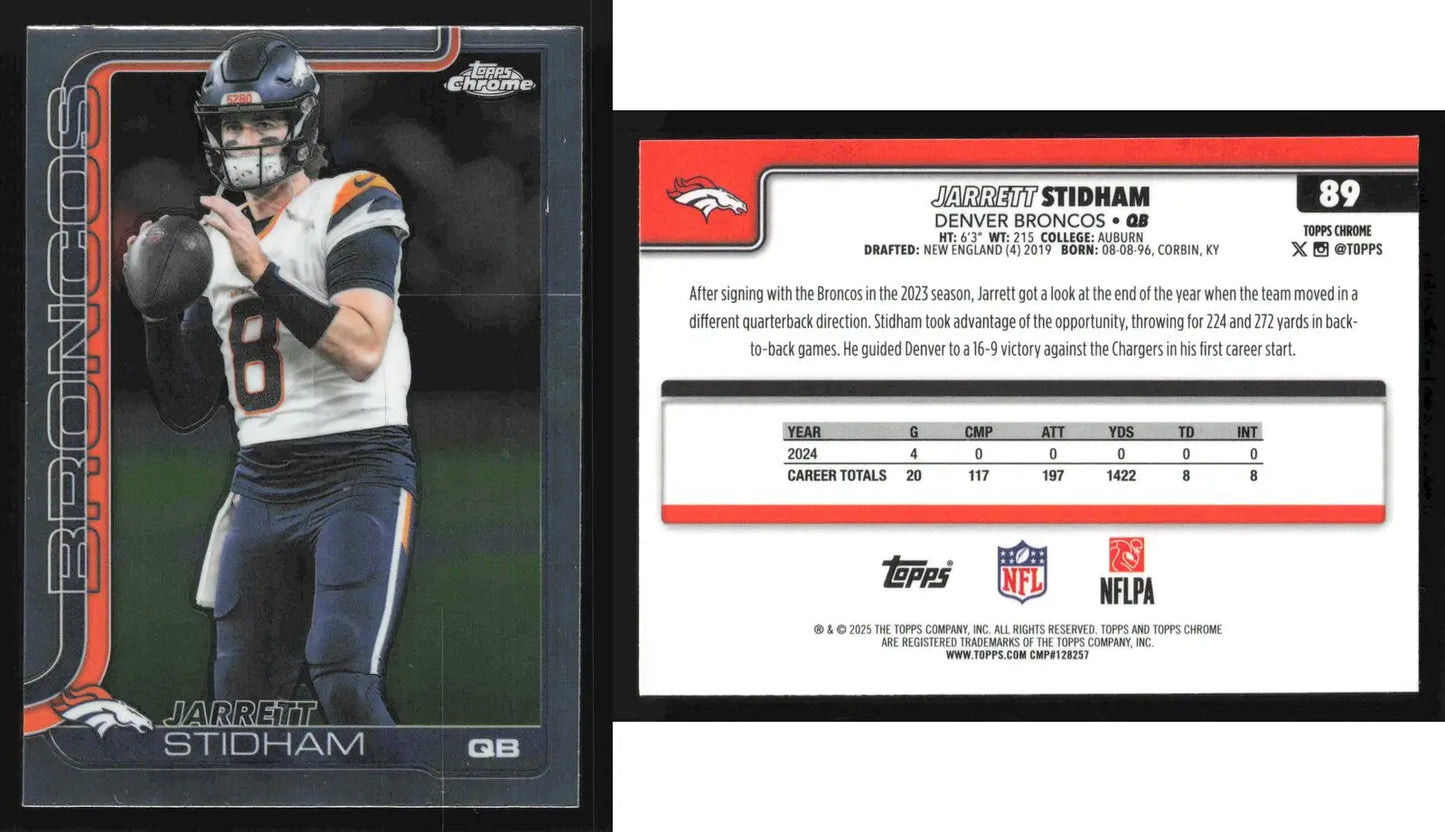2025 Topps Chrome JARRETT STIDHAM #89 Denver Broncos - Football Card Single