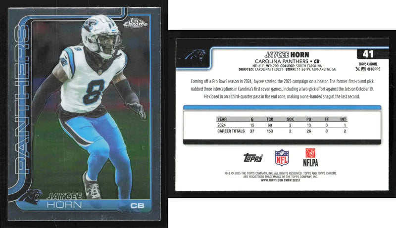 2025 Topps Chrome JAYCEE HORN #41 Carolina Panthers - Football Card Single