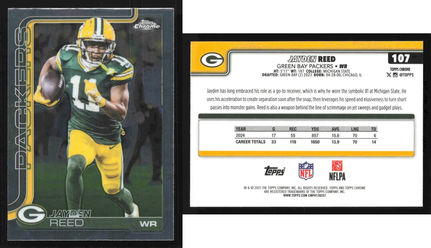 2025 Topps Chrome JAYDEN REED #107 Green Bay Packers - Football Card Single