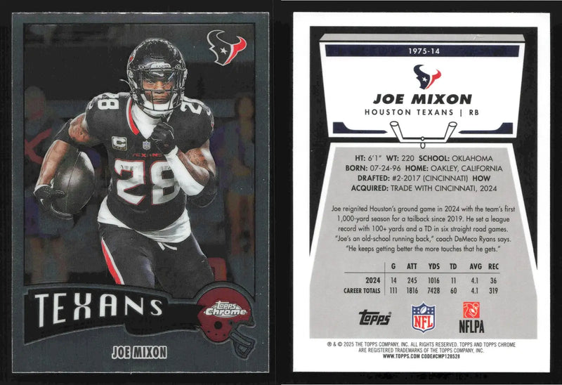 2025 Topps Chrome JOE MIXON #1975-14 Houston Texans - Football Card Single