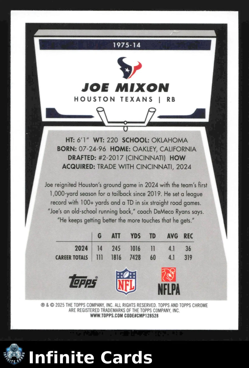 2025 Topps Chrome JOE MIXON #1975-14 Houston Texans - Football Card Single