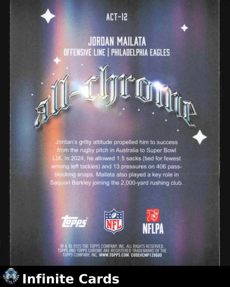 2025 Topps Chrome JORDAN MAILATA #ACT-12 All-Chrome Philadelphia Eagles - Football Card Single