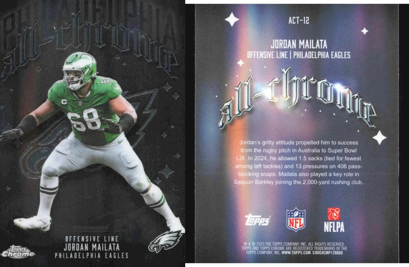 2025 Topps Chrome JORDAN MAILATA #ACT-12 All-Chrome Philadelphia Eagles - Football Card Single