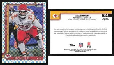 2025 Topps Chrome JOSH SIMMONS #304 X-Fractor Kansas City Chiefs RC - Football Card Single
