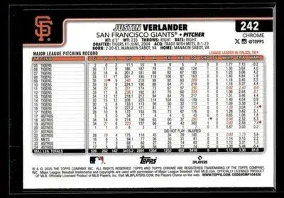 2025 Topps Chrome Justin Verlander #242 San Francisco Giants