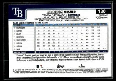 2025 Topps Chrome Kameron Misner #130 RC Tampa Bay Rays