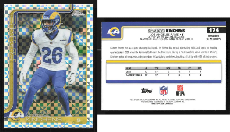 2025 Topps Chrome KAMREN KINCHENS #174 X-Fractor Los Angeles Rams RC - Football Card Single