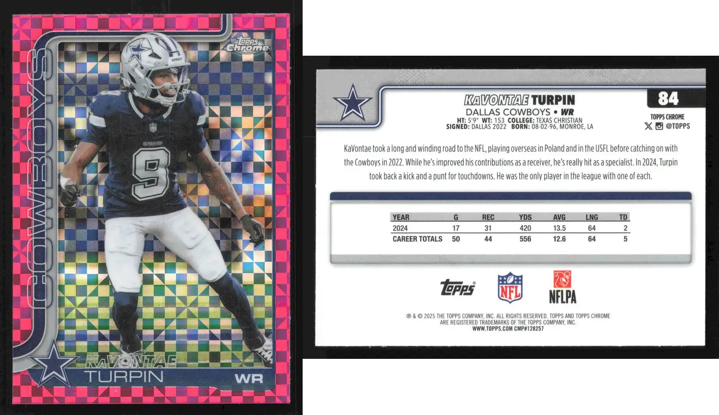 2025 Topps Chrome KAVONTAE TURPIN #84 Hot Pink X-Fractor Dallas Cowboys - Football Card Single