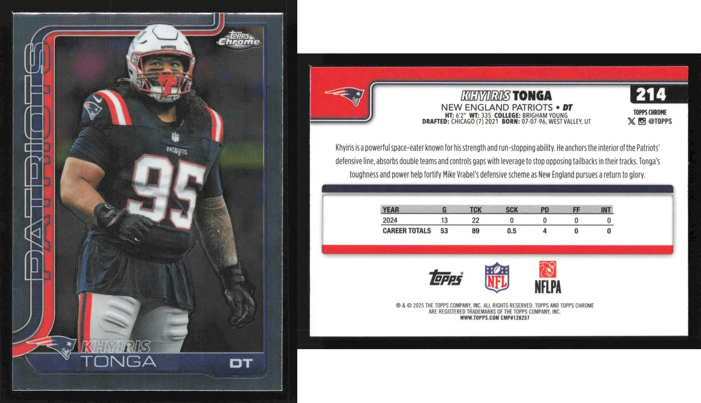 2025 Topps Chrome KHYIRIS TONGA #214 Chrome New England Patriots - Football Card Single
