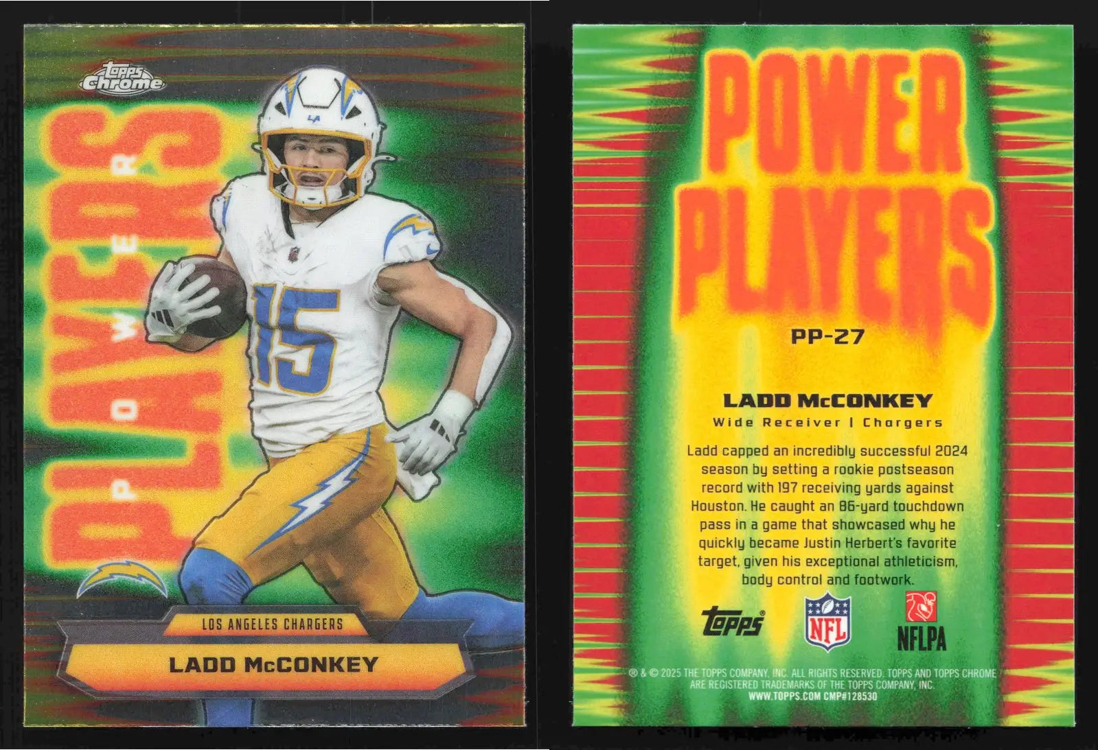 2025 Topps Chrome LADD MCCONKEY #PP-27 Power Players Refractor Chargers - Football Card Single