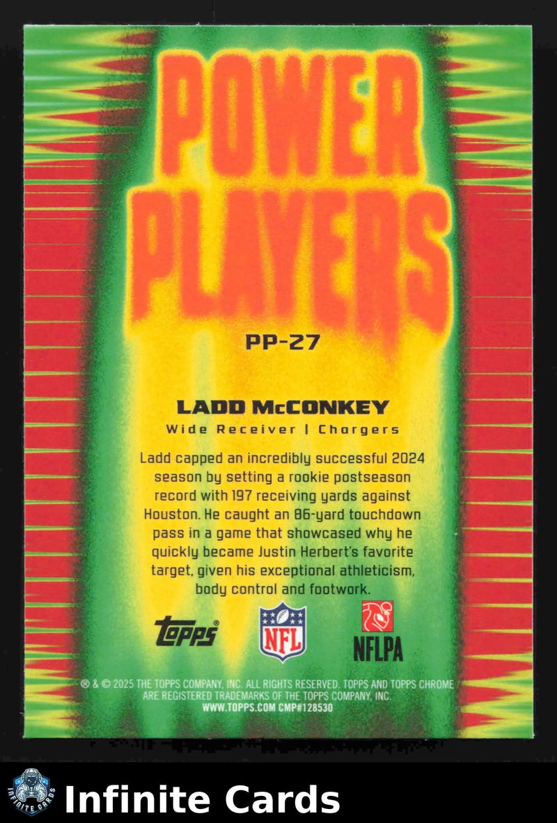 2025 Topps Chrome LADD MCCONKEY #PP-27 Power Players Refractor Chargers - Football Card Single