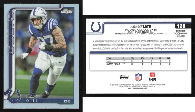 2025 Topps Chrome LAIATU LATU #128 Refractor Indianapolis Colts - Football Card Single