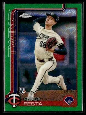 2025 Topps Chrome Logofractor Edition #156 David Festa Green Refractor #/99 - Baseball Card Single