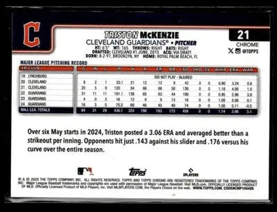 2025 Topps Chrome Logofractor Edition #21 Triston McKenzie Blue Refractors #/150 - Baseball Card Single