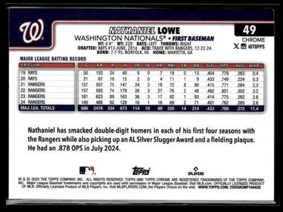 2025 Topps Chrome Logofractor Edition #49 Nathaniel Lowe - Baseball Card Single