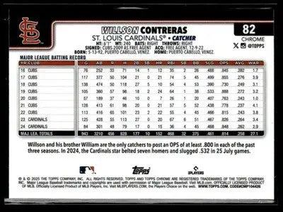 2025 Topps Chrome Logofractor Edition #82 Willson Contreras - Baseball Card Single