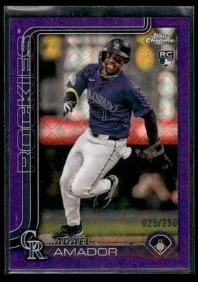 2025 Topps Chrome Logofractor Edition Adael Amador #255 Purple RC #/250 Rockies