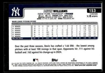 2025 Topps Chrome Logofractor Edition Devin Williams #153 New York Yankees
