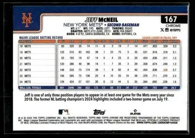 2025 Topps Chrome Logofractor Edition Jeff McNeil #167 New York Mets