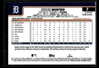 2025 Topps Chrome Logofractor Edition Keider Montero #7 RC Detroit Tigers