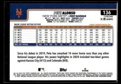 2025 Topps Chrome Logofractor Edition Pete Alonso #136 Green #/99 NY Mets