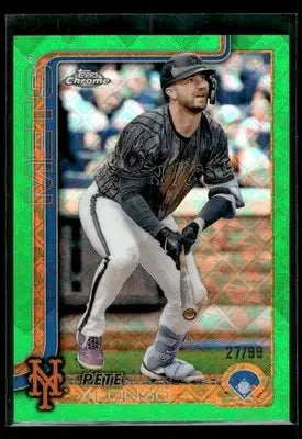 2025 Topps Chrome Logofractor Edition Pete Alonso #136 Green #/99 NY Mets