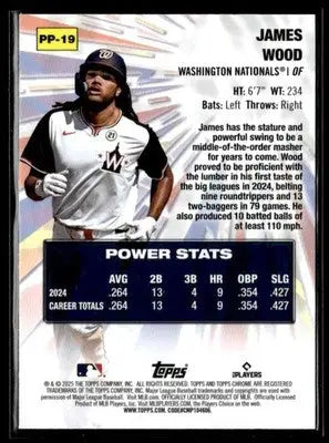 2025 Topps Chrome Logofractor Edition #PP-19 James Wood Power Players Refractor - Baseball Card Single