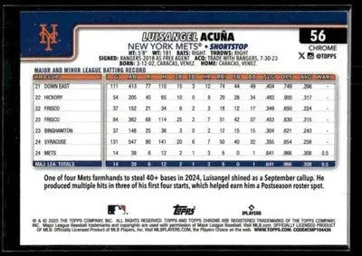 2025 Topps Chrome Luisangel Acuña #56 RC New York Mets