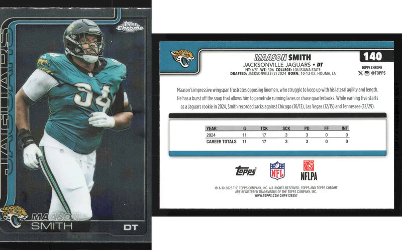 2025 Topps Chrome MAASON SMITH #140 Jacksonville Jaguars RC - Football Card Single