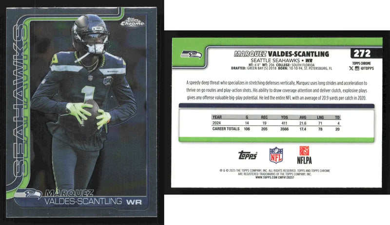 2025 Topps Chrome MARQUEZ VALDES-SCANTLING #272 Chrome Seattle Seahawks - Football Card Single