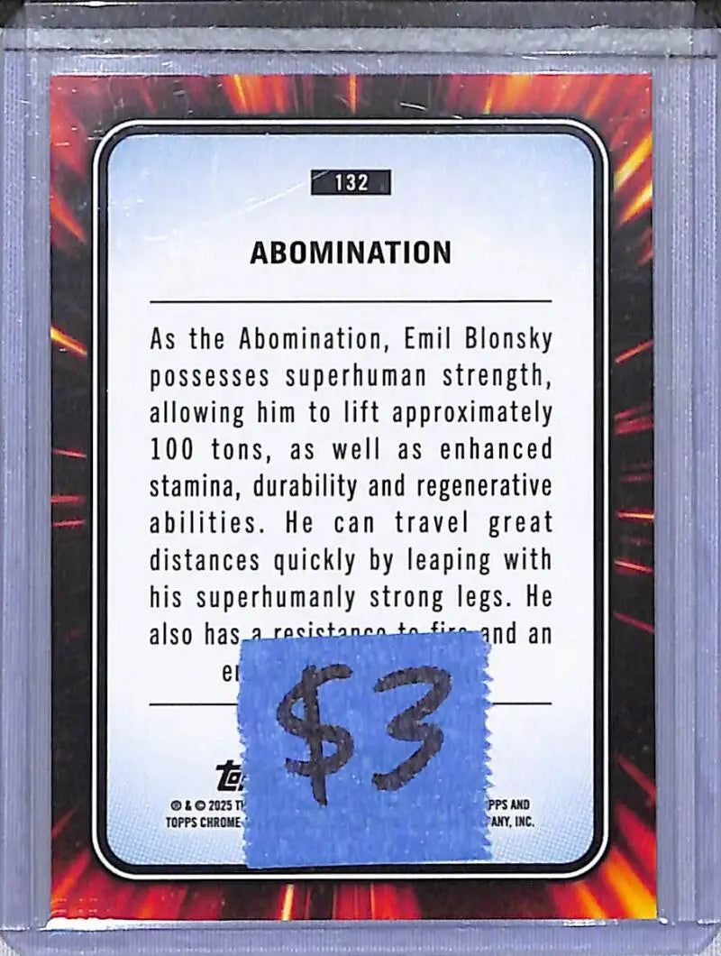 2025 Topps Chrome Marvel #132 Abomination NM-MT - Marvel Card Single