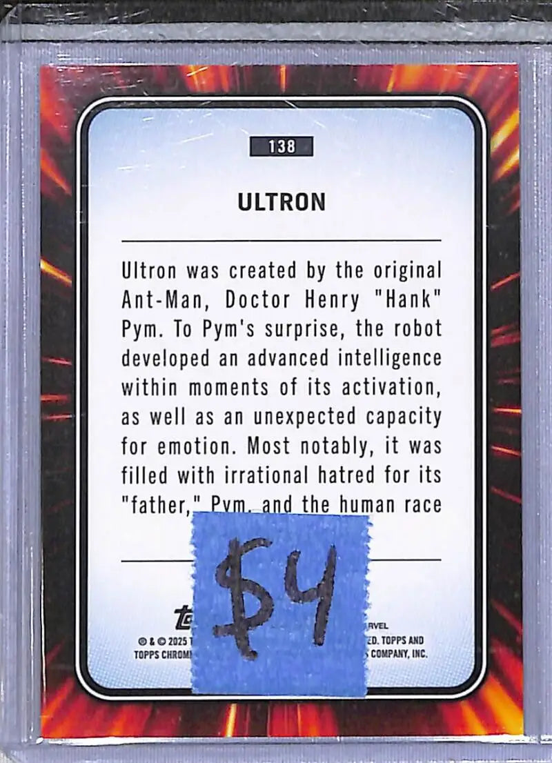 2025 Topps Chrome Marvel #138 Ultron NM-MT - Marvel Card Single