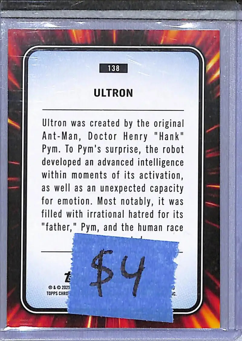 2025 Topps Chrome Marvel #138 Ultron NM-MT - Marvel Card Single