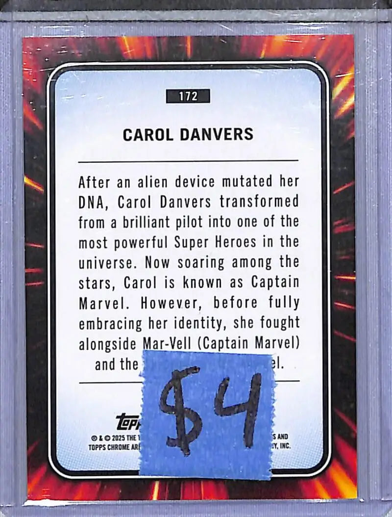 2025 Topps Chrome Marvel #172 Carol Danvers NM-MT - Marvel Card Single
