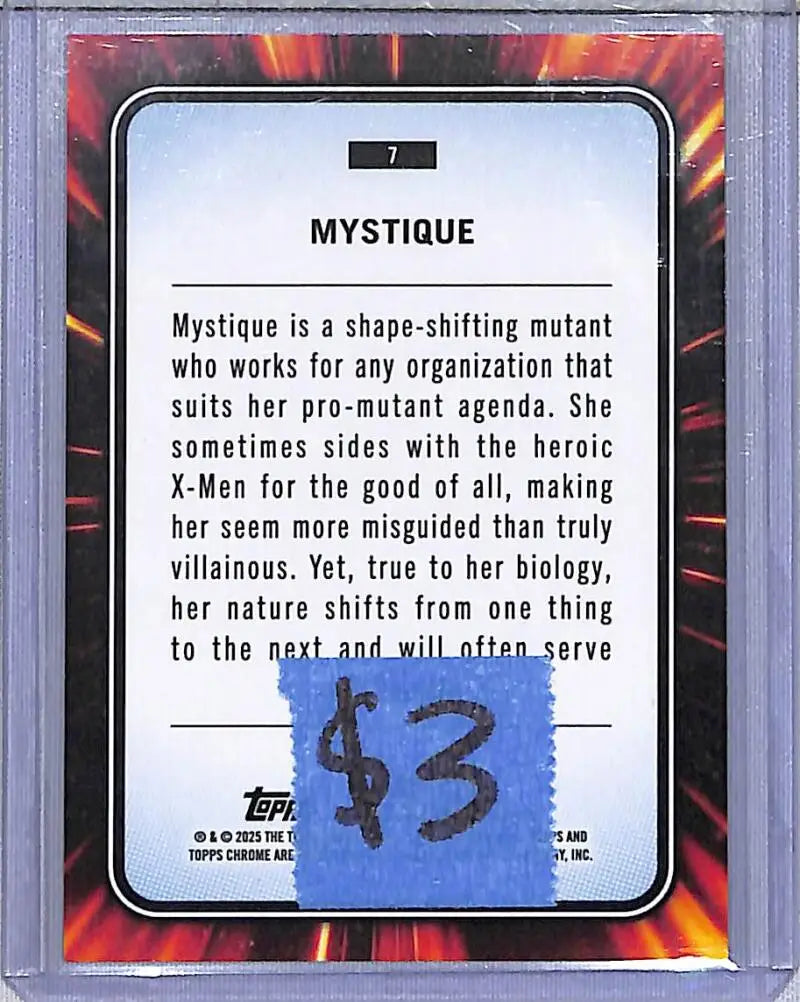 2025 Topps Chrome Marvel #7 Mystique NM-MT - Marvel Card Single