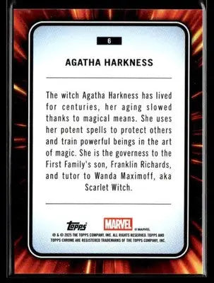 2025 Topps Chrome Marvel Agatha Harkness #6 - Marvel Card Single