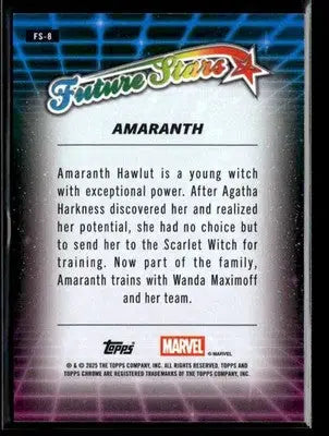 2025 Topps Chrome Marvel Amaranth #FS-8 Future Stars - Marvel Card Single
