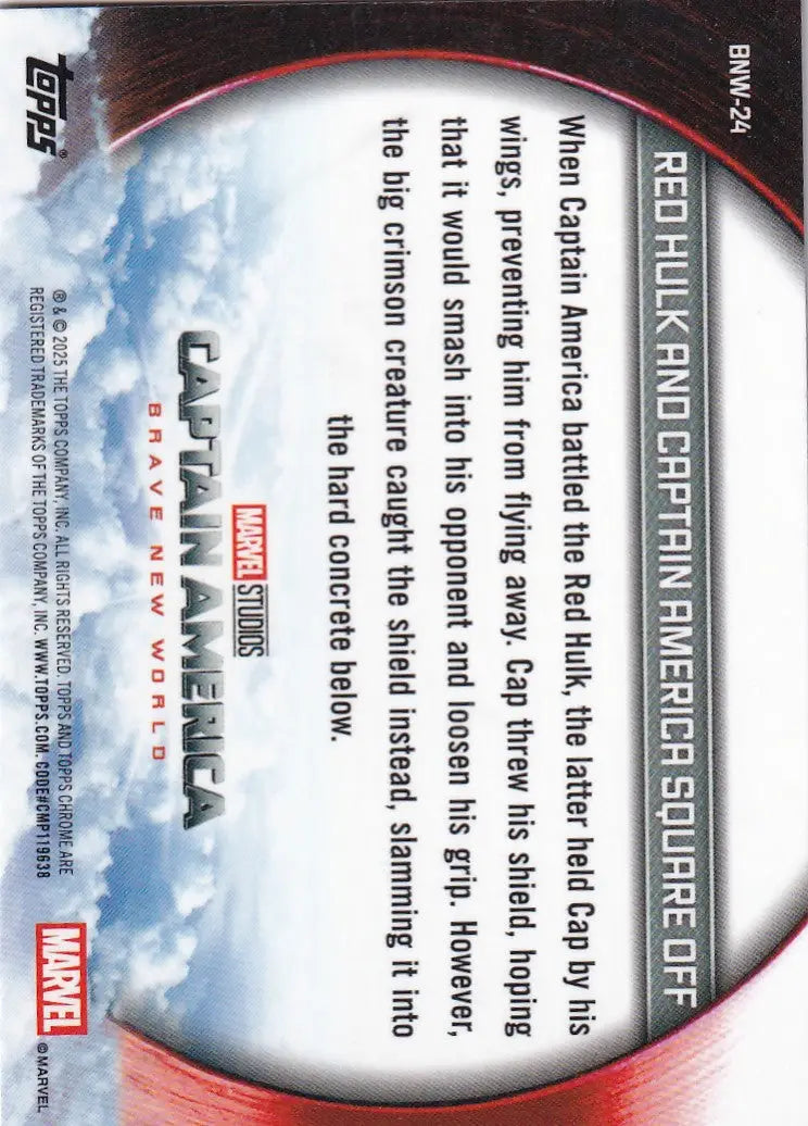 2025 Topps Chrome Marvel Captian America Brave New World #BNW-24 Red Hulk - Marvel Card Single