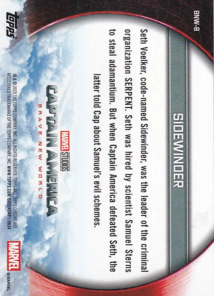 2025 Topps Chrome Marvel Captian America Brave New World #BNW-8 Sidewinder - Other