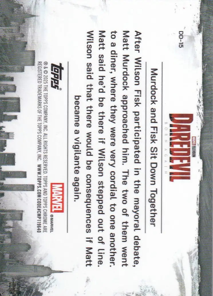 2025 Topps Chrome Marvel Daredevil Born Again #DD-15 Murdock and Fisk Sit Down