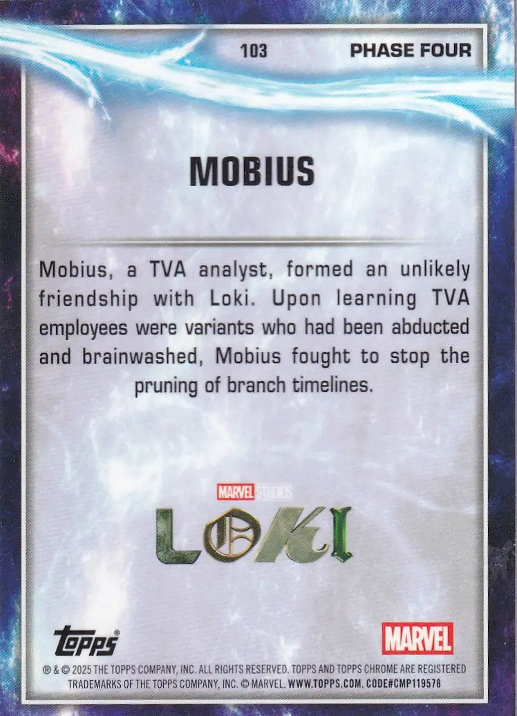 2025 Topps Chrome Marvel Raywave #103 Mobius - Loki