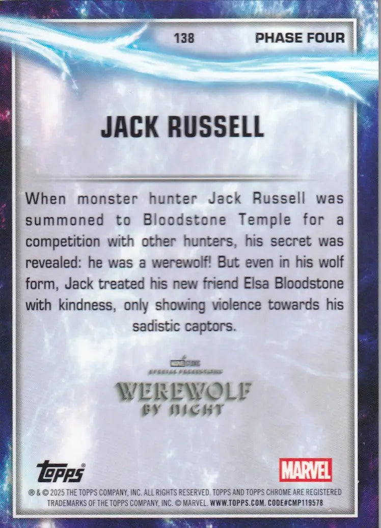 2025 Topps Chrome Marvel Raywave #138 Jack Russell - Werewolf by Night - Other