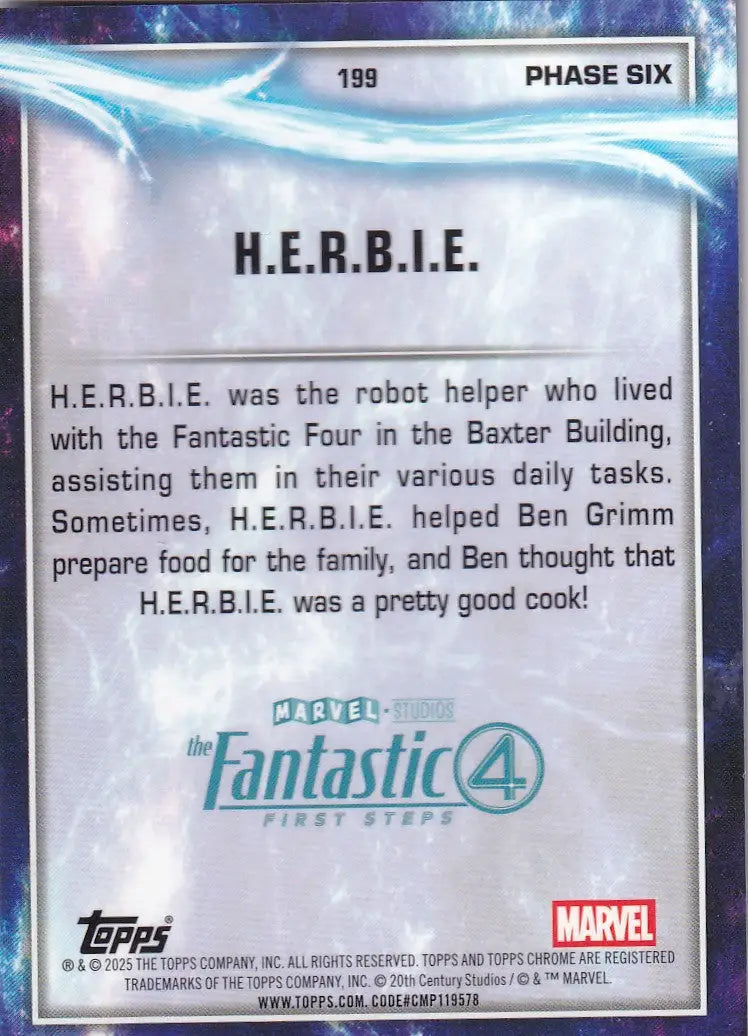2025 Topps Chrome Marvel Raywave #199 H.E.R.B.I.E. - Fantastic Four: First Steps