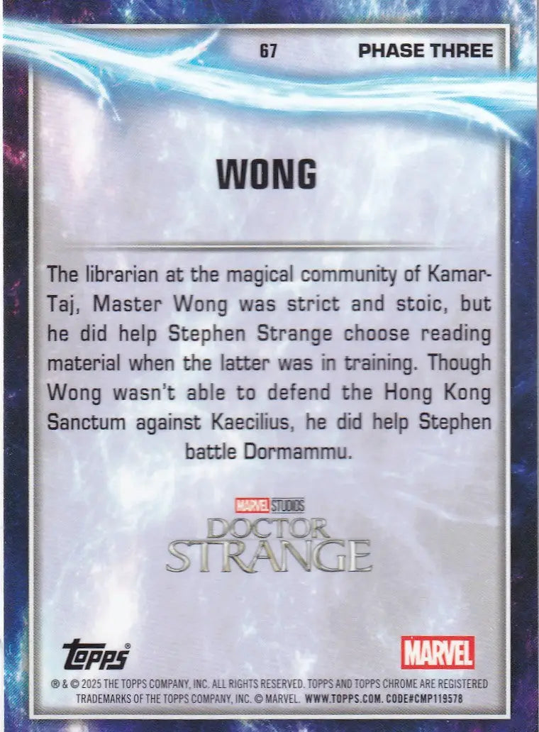2025 Topps Chrome Marvel Raywave #67 Wong - Doctor Strange