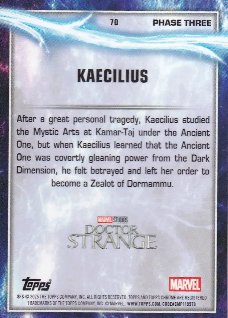 2025 Topps Chrome Marvel Raywave #70 Kaecilius - Doctor Strange
