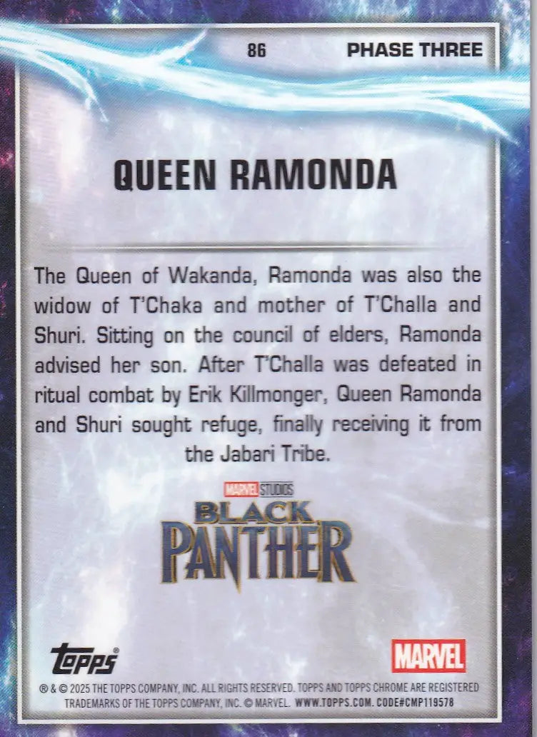 2025 Topps Chrome Marvel Raywave #86 Queen Ramonda - Black Panther
