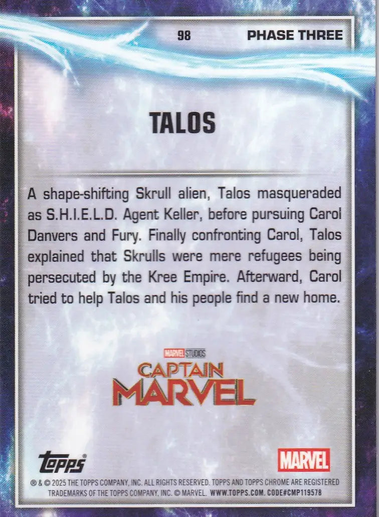 2025 Topps Chrome Marvel Raywave #98 Talos - Captain Marvel