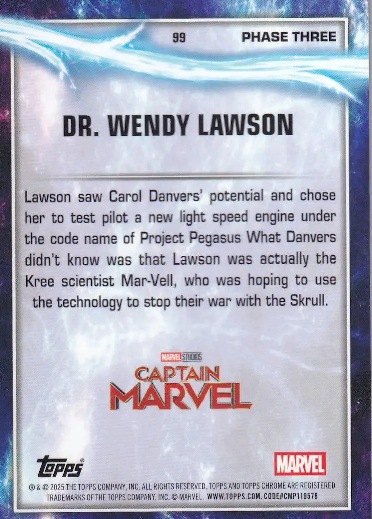 2025 Topps Chrome Marvel Raywave #99 Dr. Wendy Lawson - Captain Marvel