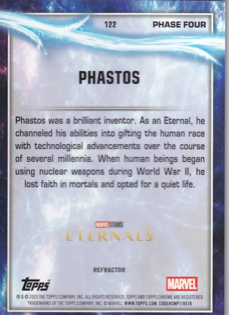 2025 Topps Chrome Marvel Refractor #122 Phastos - Eternals - Marvel Card Single